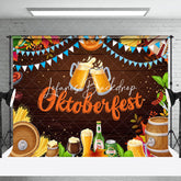 Lofaris Beer Wheat Flag Wooden Oktoberfest Party Backdrop